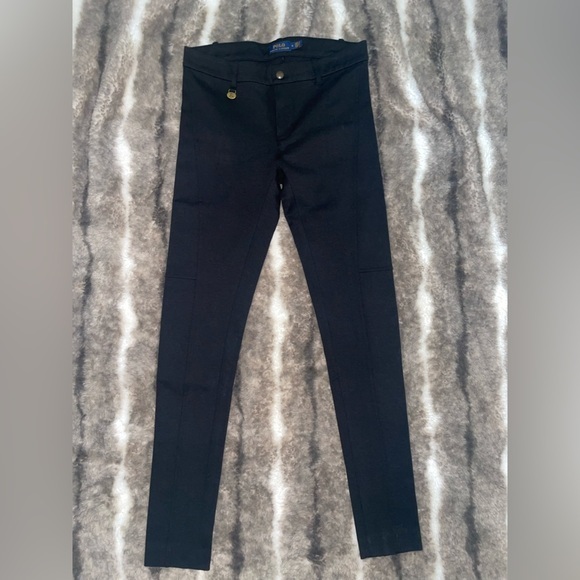 Women Ralph Lauren Polo Navy Blue Logo Charm Stretch Ankle Pants Sz 4 - Picture 1 of 5